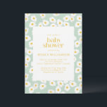 Spring Pastel Sage Green Daisies Baby Shower Invitation<br><div class="desc">Spring Pastel Sage Green Daisies Baby Shower Invitation</div>