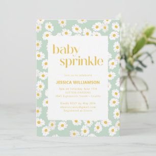 Spring Pastel Sage Green Daisies Baby Sprinkle Invitation