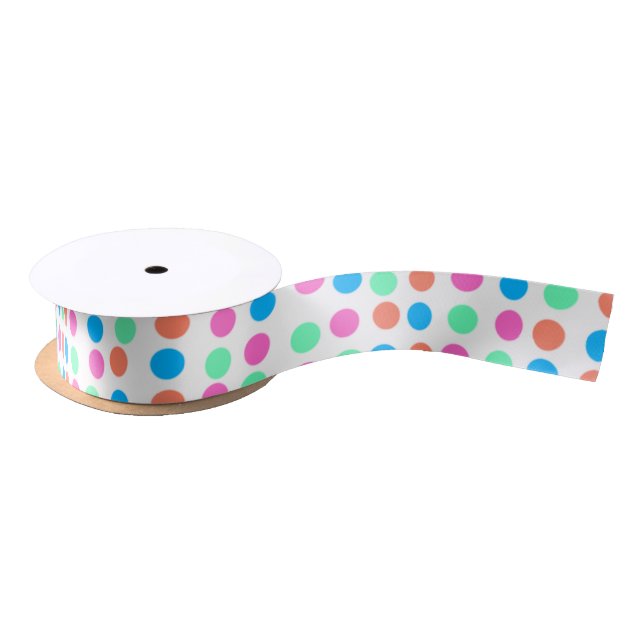 Spring Pastel Spots Satin Ribbon (Spool)