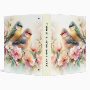 Spring Pastel Sweet Love Birds Blossoms Flowers 3 Ring Binder