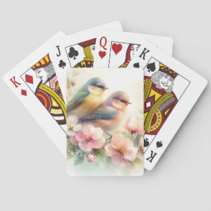 Spring Pastel Sweet Love Birds Blossoms Flowers Poker Cards
