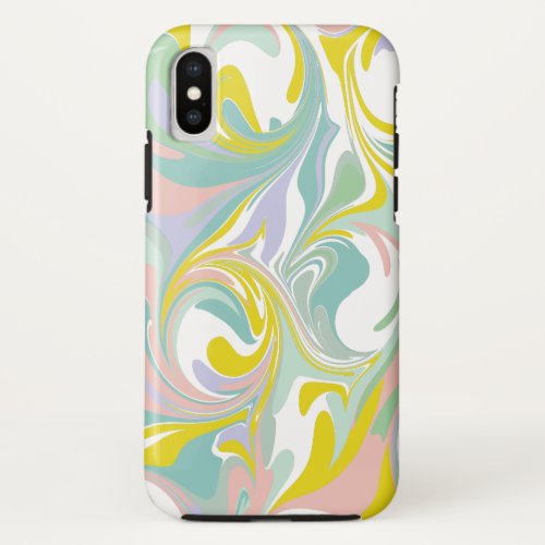 Spring Pastel Swirls  Abstract Marbling Design iPhone XS Case