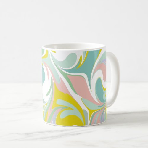 Spring Pastel Swirls  Abstract Marbling Design Coffee Mug