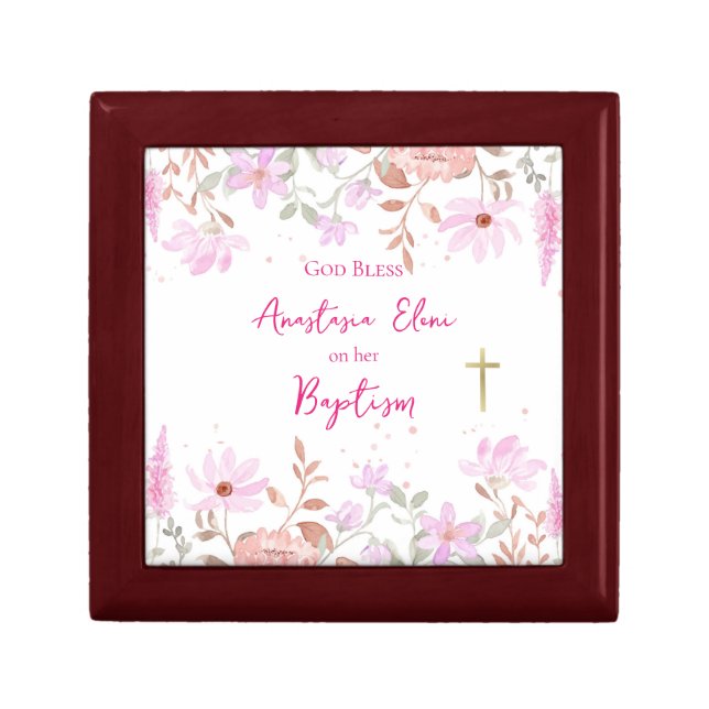 Spring Pastel Watercolor Wildflowers Keepsake Gift Box (Front)