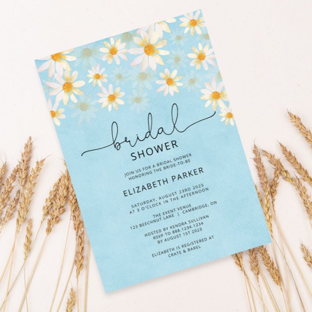 Spring Pastel White and Blue Daisies Bridal Shower Invitation (Creator Uploaded)