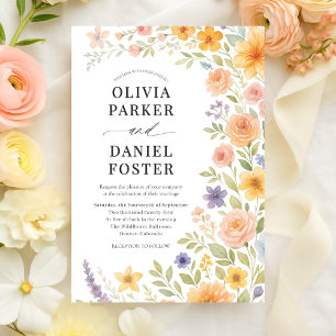 Spring Pastel Wildflower Floral Wedding Invitation