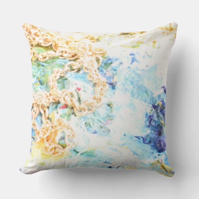 Spring Pastels and Blue Waves by Artandra Throw Pillow (Front)