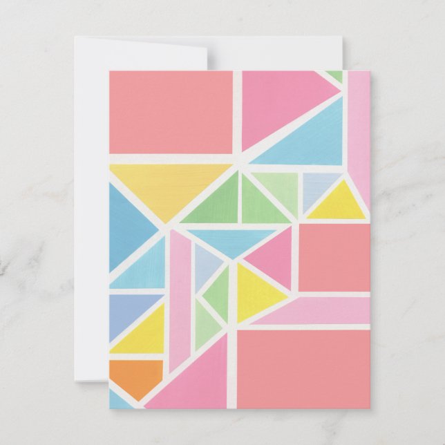 Spring Pastels Geometric Print  Note Card (Front)