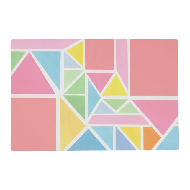 Spring Pastels Geometric Print  Placemat (Back)