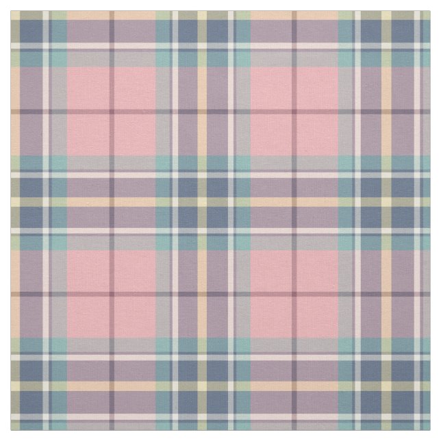 Spring Pastels Pink, Blue, Aqua Plaid Fabric (Swatch)