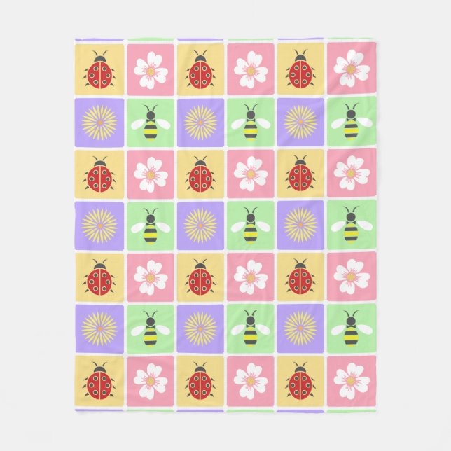 Spring Patches Fleece Blanket (Front)