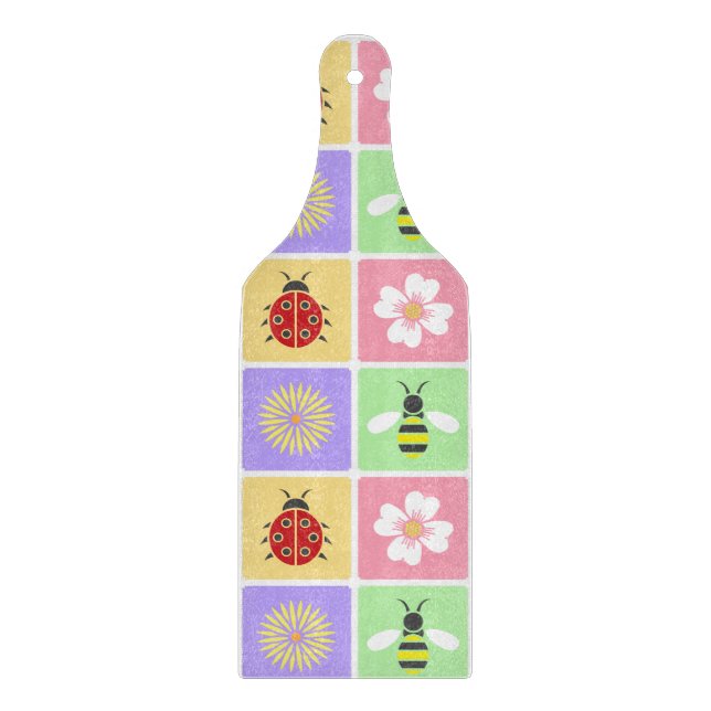 Spring Patches Glass Cutting Board (Front)