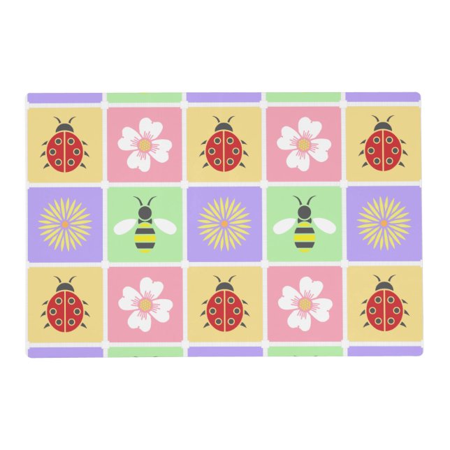 Spring Patches Laminated Place Mat (Front)