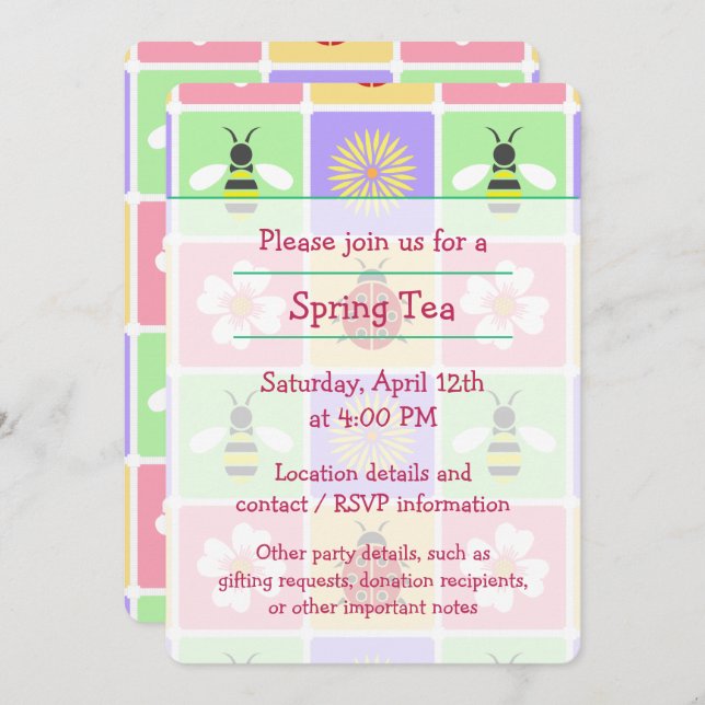 Spring Patches Party Invitation (Front/Back)