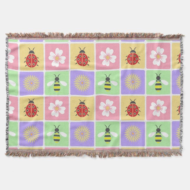 Spring Patches Throw Blanket (Front)