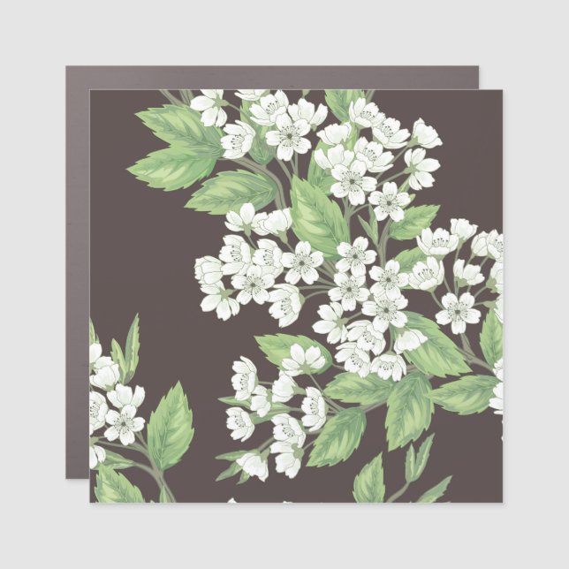 Spring pattern, green branches seamless. car magnet (Front)