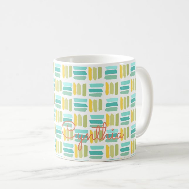 Spring Pattern Summer Colorful NAME Artisan Fun Coffee Mug (Front Right)