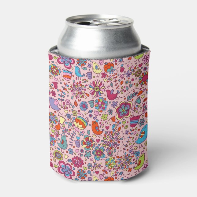 Spring pattern with colorful flowers can cooler (Can Front)
