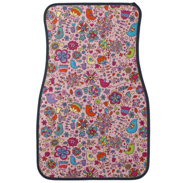 Spring pattern with colorful flowers car floor mat (Front)