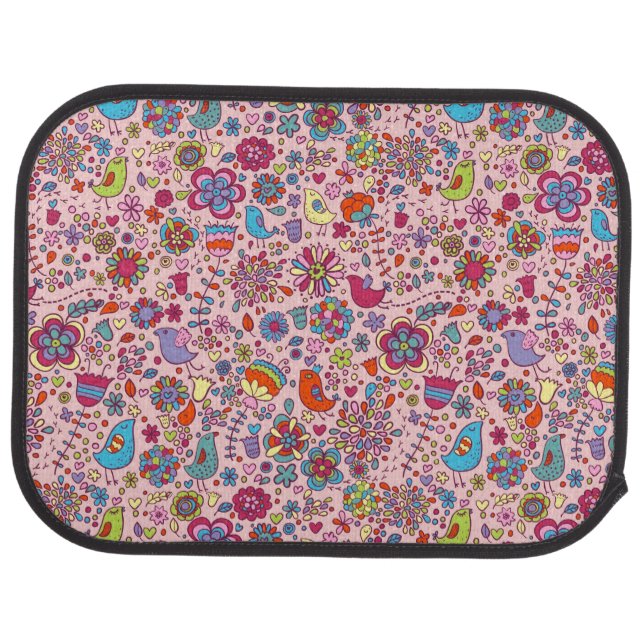 Spring pattern with colorful flowers car floor mat (Rear)