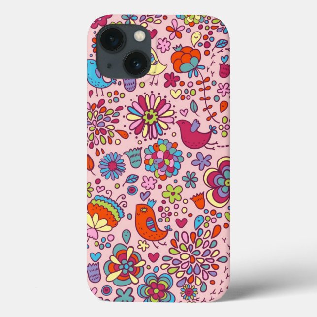 Spring pattern with colorful flowers Case-Mate iPhone case (Back)
