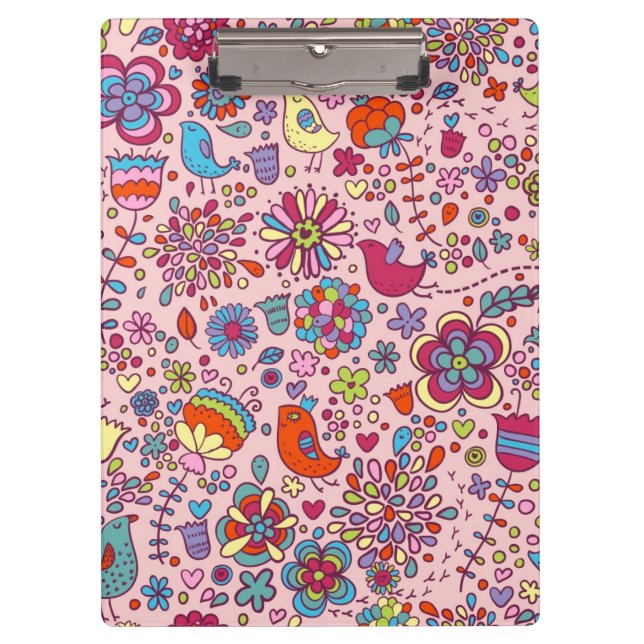 Spring pattern with colorful flowers clipboard (Front)