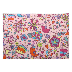 Spring pattern with colorful flowers cloth placemat