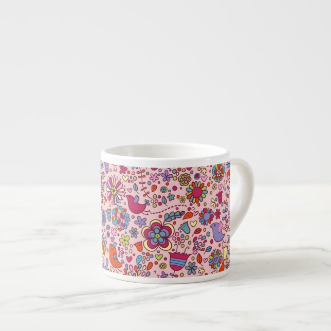 Spring pattern with colorful flowers espresso cup (Front Right)