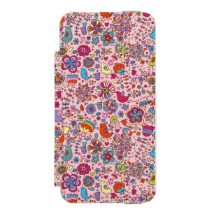 Spring pattern with colorful flowers wallet case for iPhone SE/5/5s