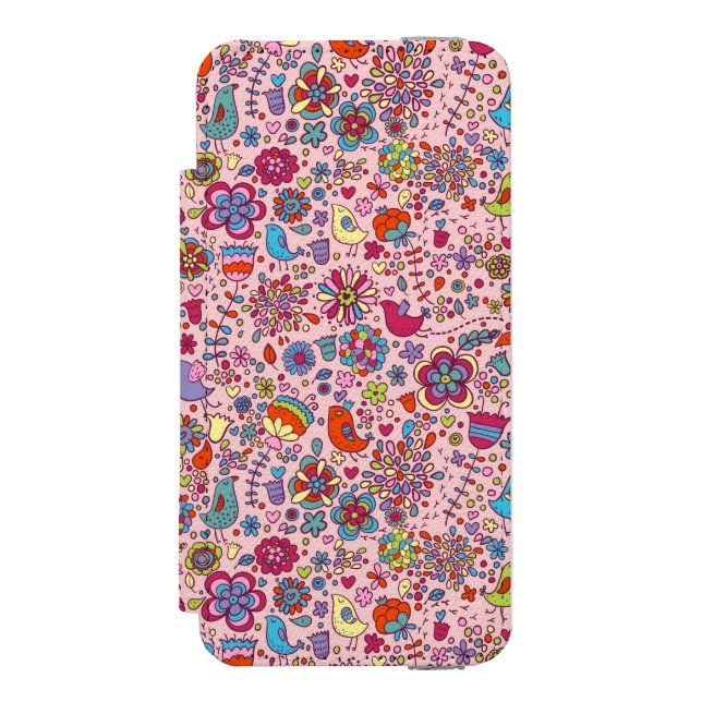Spring pattern with colorful flowers incipio iPhone wallet case (Folio Front)