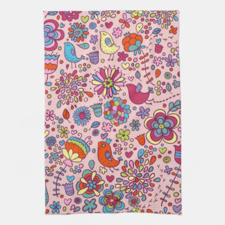 Spring pattern with colorful flowers kitchen towel