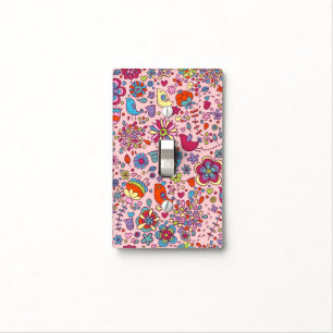Spring pattern with colorful flowers light switch cover