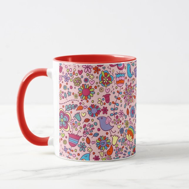 Spring pattern with colorful flowers mug (Left)