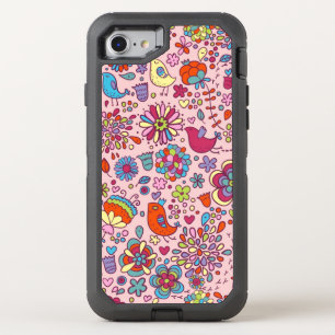 Spring pattern with colorful flowers OtterBox defender iPhone SE/8/7 case
