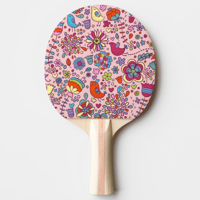 Spring pattern with colorful flowers ping pong paddle (Front)