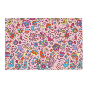 Spring pattern with colorful flowers placemat