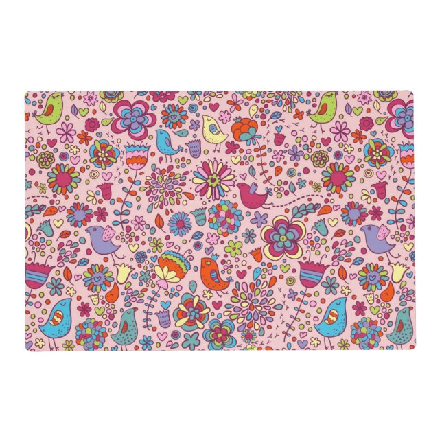 Spring pattern with colorful flowers placemat (Front)