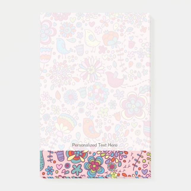 Spring pattern with colorful flowers post-it notes (Front)