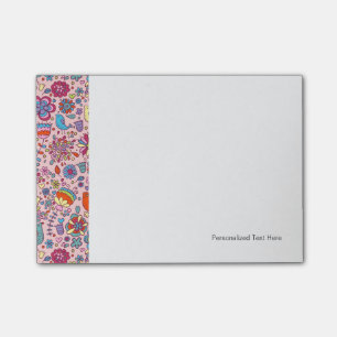 Spring pattern with colorful flowers post-it notes