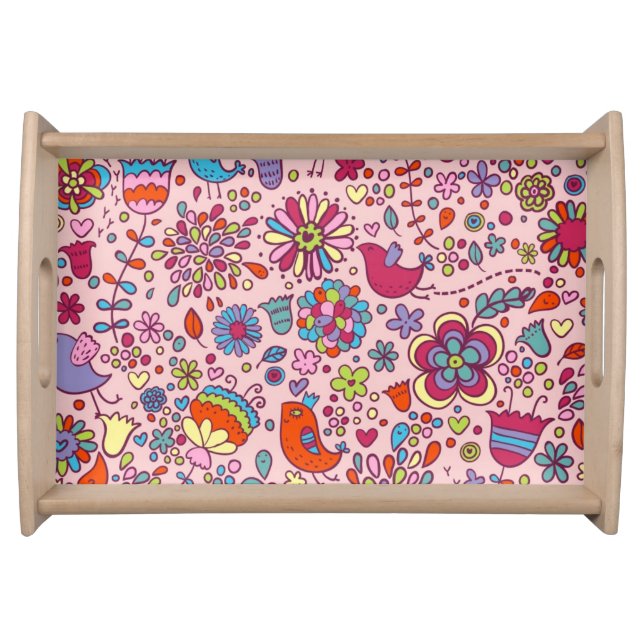 Spring pattern with colorful flowers serving tray (Front)