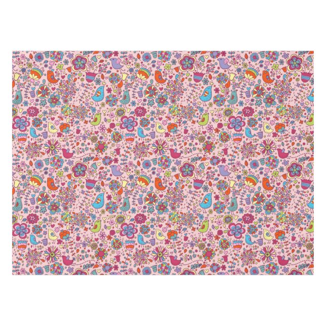 Spring pattern with colorful flowers tablecloth (Front (Horizontal))