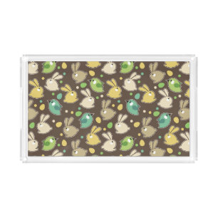 spring pattern with easter eggs,birds acrylic tray