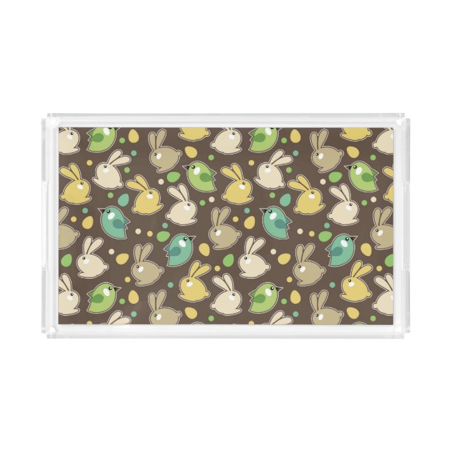 spring pattern with easter eggs,birds acrylic tray (Front)
