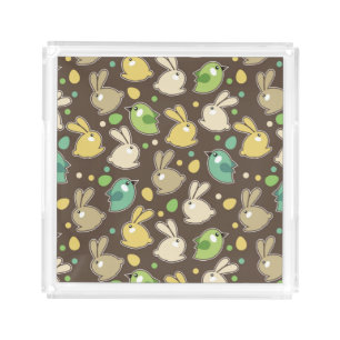 spring pattern with easter eggs,birds acrylic tray