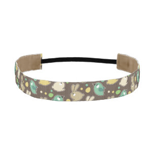 spring pattern with easter eggs,birds athletic headband