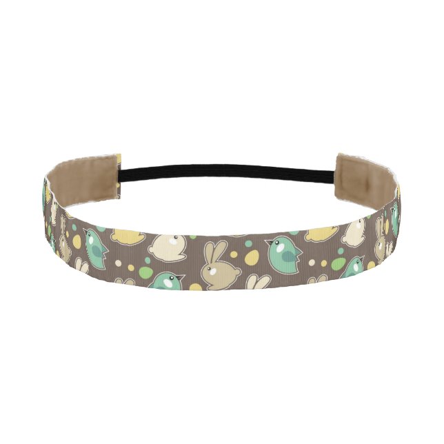spring pattern with easter eggs,birds athletic headband (Front)