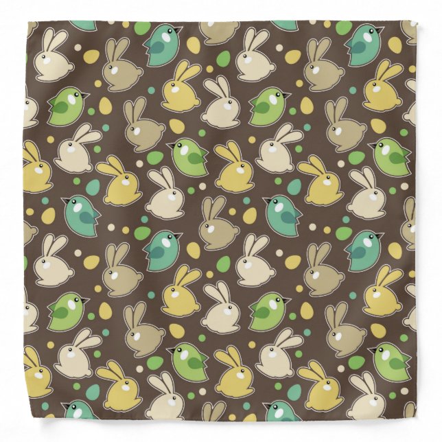 spring pattern with easter eggs,birds bandana (Front)