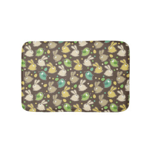 spring pattern with easter eggs,birds bathroom mat