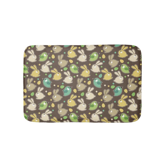 spring pattern with easter eggs,birds bathroom mat (Front)