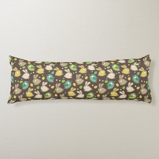spring pattern with easter eggs,birds body pillow (Front)